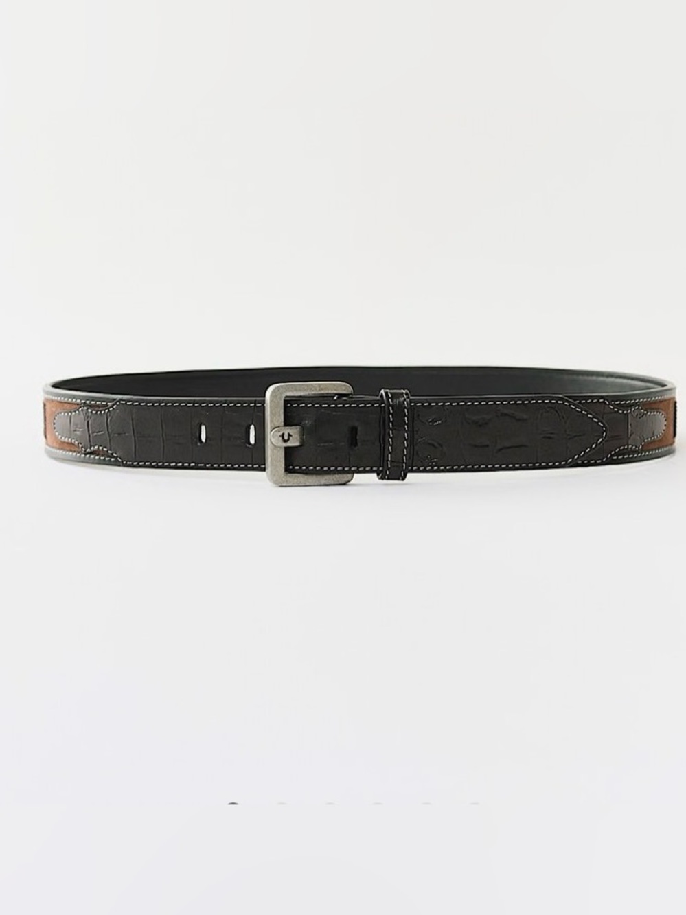 Men's True Religion crocodile print western belt Sz 36